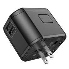 Заредете изображение във визуализатора на галерията – Borofone Travel charger adapter BAC1 - 2xUSB, USA, UK, EU, AU black

