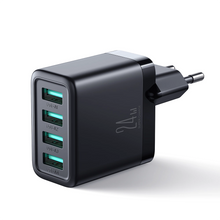 Заредете изображение във визуализатора на галерията – Joyroom JR-TCN03 4xUSB-A 24W 4.8A mains charger - black
