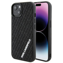Заредете изображение във визуализатора на галерията – Original Pouch KARL LAGERFELD hardcase 3D Rubber Multi Logo KLHCP15S3DMKRLK for Iphone 15 Black
