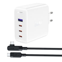 Заредете изображение във визуализатора на галерията – Acefast fast charger GaN 3xUSB-C/1xUSB-A 100W white + angled cable USB-C - USB-C 100W 2m white
