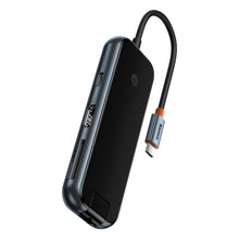 Заредете изображение във визуализатора на галерията – Baseus AcmeJoy HUB 8-Port USB-C to 1xHDMI / 2xUSB-A 3.0 / 1xUSB-A 2.0 / 1xUSB-C PD&amp;Data / 1xRJ45 / 1xSD/TF dark gray

