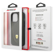 Заредете изображение във визуализатора на галерията – Ferrari FEHCP13LRGOG iPhone 13 Pro / 13 6.1" black/black hardcase Leather Curved Line
