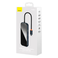 Заредете изображение във визуализатора на галерията – Baseus AcmeJoy HUB 8-Port USB-C to 1xHDMI / 2xUSB-A 3.0 / 1xUSB-A 2.0 / 1xUSB-C PD&amp;Data / 1xRJ45 / 1xSD/TF dark gray

