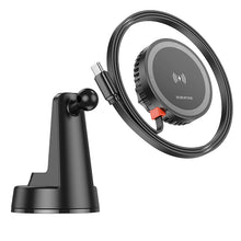 Заредете изображение във визуализатора на галерията – Borofone Car holder BH208 Mona magnetic with induction charging with Type C cable to dashboard black
