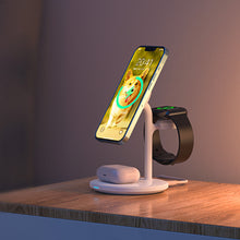 Заредете изображение във визуализатора на галерията – Choetech T585-F 3in1 Magnetic wireless charger station for iPhone 12/13/14 series,AirPods Pro and iwatch charger Black
