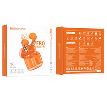 Заредете изображение във визуализатора на галерията – Borofone TWS Bluetooth Earphones BW23 Crystal Bean Transparent Edition Orange
