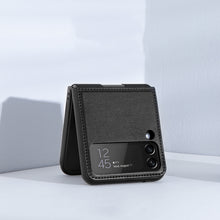 Заредете изображение във визуализатора на галерията – Nillkin Qin Vegan Leather Case for Samsung Galaxy Z Flip 4 cover made of ecological leather, golden stand
