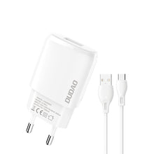 Заредете изображение във визуализатора на галерията – Dudao USB-A 7.5W wall charger + USB-A - USB-C cable 1m white (A1sEUT)
