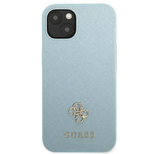 Заредете изображение във визуализатора на галерията – Guess GUHCP13MPS4MB iPhone 13 6.1" blue/blue hardcase Saffiano 4G Small Metal Logo
