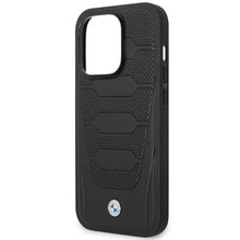 Заредете изображение във визуализатора на галерията – Case BMW BMHMP14L22RPSK iPhone 14 Pro 6.1" black/black Leather Seats Pattern MagSafe

