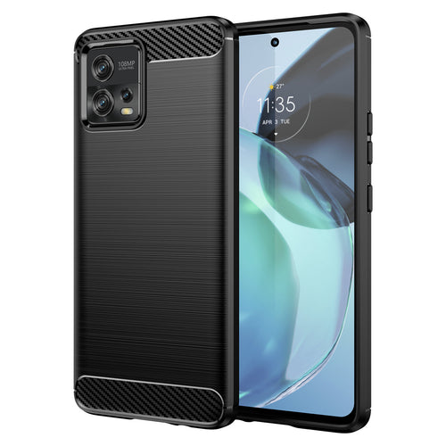 Carbon Case for Motorola Moto G72 flexible silicone carbon cover black
