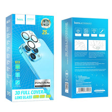 Заредете изображение във визуализатора на галерията – Hoco camera lens tempered glass for iphone 13 / 13 mini black (g13) 25pcs/set - TopMag
