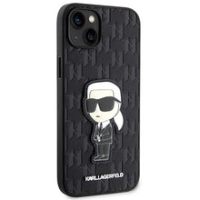 Заредете изображение във визуализатора на галерията – Original Pouch KARL LAGERFELD Saffiano Monogram Ikonik KLHCP14MSAKHPKK for Iphone 14 Plus Black
