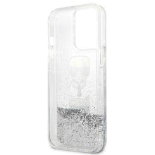 Заредете изображение във визуализатора на галерията – Karl Lagerfeld KLHCP13LKICGLS iPhone 13 Pro / 13 6,1" srebrny/silver hardcase Liquid Glitter Karl&amp;Choupette Head
