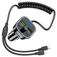 Заредете изображение във визуализатора на галерията – Borofone Transmitter FM BC45 Prestige MP3, Bluetooth, - 2xUSB - QC 3.0 18W with Type C and Lightning cables black
