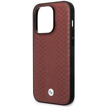 Заредете изображение във визуализатора на галерията – Case BMW BMHCP14L22RFGR iPhone 14 Pro 6.1" Burgundy/burgundy Leather Diamond Pattern
