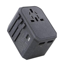 Заредете изображение във визуализатора на галерията – Uniq Load. network. Voyage World Adapter 33W + 2xUSB + PD 18W + QC 3.0 grey/charcoal gray (LITHOS Collective)
