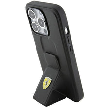 Заредете изображение във визуализатора на галерията – Ferrari Grip Stand Metal Logo case for iPhone 15 Pro - black
