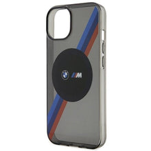 Заредете изображение във визуализатора на галерията – Case BMW BMHMP14SHDTK iPhone 14 6.1" grey/grey Tricolor Stripes MagSafe
