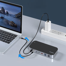 Заредете изображение във визуализатора на галерията – HUB Choetch M52 USB-C - USB-C PD/USB-C/USB-A/HDMI/VGA/DP/SD/TF/RJ45/AUX - gray
