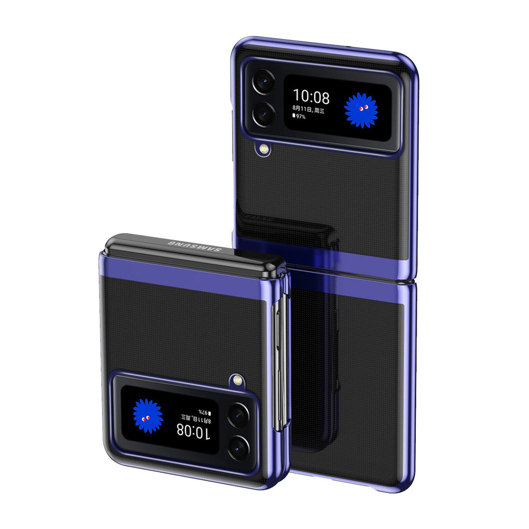 Plating Case for Samsung Galaxy Z Flip 4 cover with metallic frame blue