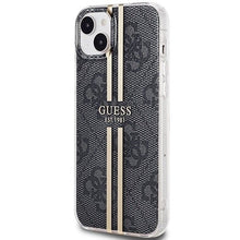 Заредете изображение във визуализатора на галерията – Original faceplate case GUESS GUHCP15MH4PSEGK for iPhone 15 Plus (4G Gold  Stripe / black)

