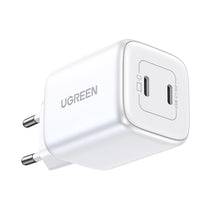 Заредете изображение във визуализатора на галерията – Quick charger GaN 2 x USB-C 45W QC PD Ugreen CD294 - white
