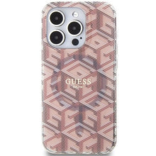 Заредете изображение във визуализатора на галерията – Original faceplate case GUESS GUHMP15LHGCUSTGP for iPhone 15 Pro (Magsafe / IML GCUBE / pink)
