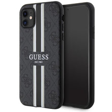 Заредете изображение във визуализатора на галерията – Guess GUHMN61P4RPSK iPhone 11 / Xr black/black hardcase 4G Printed Stripes MagSafe
