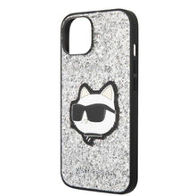 Заредете изображение във визуализатора на галерията – Karl Lagerfeld KLHCP14SG2CPS iPhone 14 6.1" silver/silver hardcase Glitter Choupette Patch
