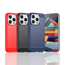 Заредете изображение във визуализатора на галерията – Carbon pattern flexible case for iPhone 15 Pro Carbon Case - black
