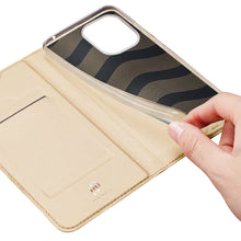 Заредете изображение във визуализатора на галерията – Dux Ducis Skin Pro Case For Xiaomi Redmi 11A / Poco C55 / Redmi 12C Cover Flip Card Wallet Stand Gold
