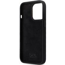 Заредете изображение във визуализатора на галерията – Original Pouch KARL LAGERFELD hardcase Silicone Ikonik Metal Pin KLHCP13LSMHKNPK for Iphone 13 Pro black
