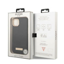 Заредете изображение във визуализатора на галерията – Guess GUHMP13MSAPSTK iPhone 13 6.1" black/black hardcase Peony Logo Plate MagSafe
