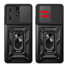 Заредете изображение във визуализатора на галерията – Hybrid Armor Camshield case for Tecno Spark 10 with camera cover - black
