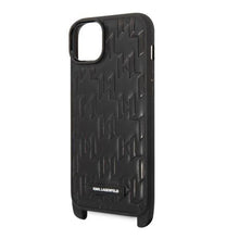 Заредете изображение във визуализатора на галерията – Karl Lagerfeld KLHCP14MSTMK iPhone 14 Plus 6.7" hardcase black/black Monogram Plaque Logo Strap
