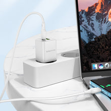 Заредете изображение във визуализатора на галерията – Borofone Wall charger BN14 Royal GaN - USB + Type C - QC 3.0 PD 30W with Type C to Type C cable white
