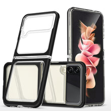 Заредете изображение във визуализатора на галерията – Clear 3in1 case for Samsung Galaxy Z Flip 4 silicone cover with frame black
