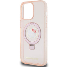 Заредете изображение във визуализатора на галерията – Original Case HELLO KITTY hardcase Ring Stand Glitter Electrop Logo MagSafe HKHMP15XHRSGEP for Iphone 15 Pro Max pink
