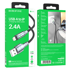 Заредете изображение във визуализатора на галерията – Borofone Cable BU40 Advantage - USB to Lightning - 2,4A 1,2 metres black
