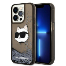 Заредете изображение във визуализатора на галерията – Karl Lagerfeld KLHCP14LLNCHCK iPhone 14 Pro 6.1" black/black hardcase Glitter Choupette Head
