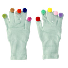 Заредете изображение във визуализатора на галерията – Gloves for touch screens with pom poms LIGHT BLUE
