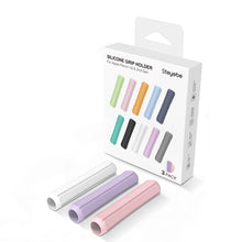 Заредете изображение във визуализатора на галерията – Stoyobe Silicone Holder Set of Silicone Holders for Apple Pencil 1 / Apple Pencil 2 / Huawei M-Pencil pink+purple+white (3 pcs.)
