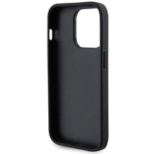 Заредете изображение във визуализатора на галерията – Guess Leather Perforated 4G Glitter Logo Case for iPhone 15 Pro Max - Black
