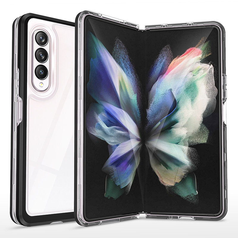Clear 3in1 case for Samsung Galaxy Z Fold 4 silicone cover with frame black