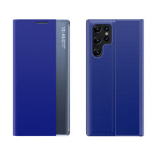 Заредете изображение във визуализатора на галерията – New Sleep Case for Samsung Galaxy S23 Ultra cover with flip stand blue
