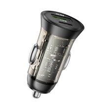 Заредете изображение във визуализатора на галерията – Borofone Car charger BZ26A Shadow - USB + Type C - PD 43W 3A transparent-black
