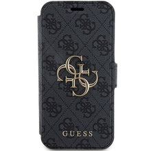 Заредете изображение във визуализатора на галерията – Original Case GUESS book 4G Metal Logo GUBKP15X4GMGGR for Iphone 15 Pro Max grey
