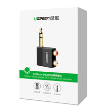 Заредете изображение във визуализатора на галерията – Ugreen audio jack adapter 6.35mm male to 2xRCA female black (AV147)

