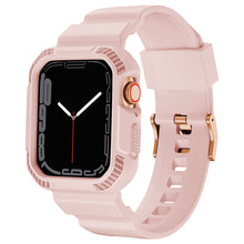 Заредете изображение във визуализатора на галерията – Kingxbar CYF106 2in1 Armored Case for Apple Watch SE, 8, 7, 6, 5, 4, 3, 2, 1 (41, 40, 38 mm) with Strap Pink
